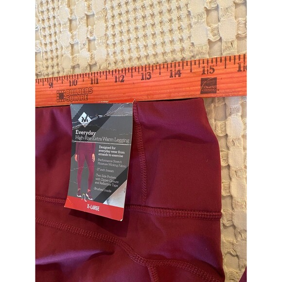 Members Mark High Rise Leggings Womens Burgundy Plus Size XL Zippered Pockets - Picture 8 of 10